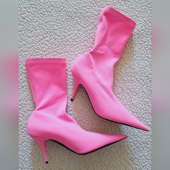 NWOB BALENCIAGA Pointed Toe Sock Knife Booties Neon Pink Eu 41 US 11 Org $1,490 - Picture 12 of 16